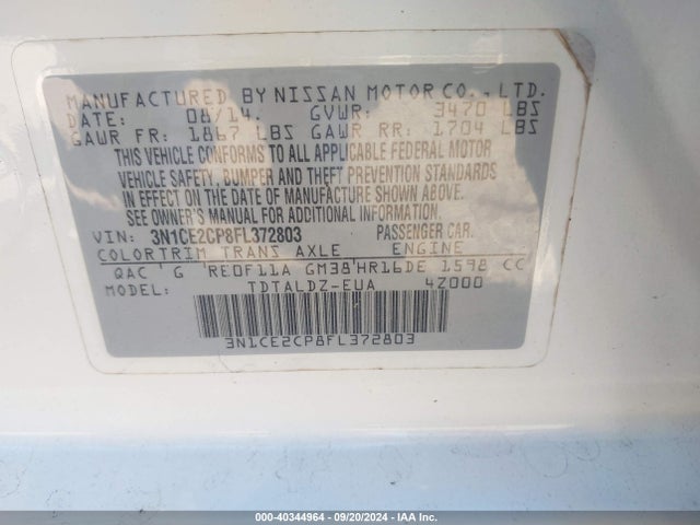 Nissan Versa Note Sv 2015 3N1CE2CP8FL372803 Image 9