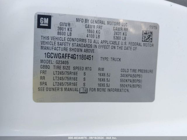 1GCWGAFF4G1180451 Chevrolet Express 2500 Work Van