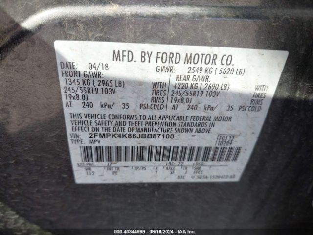 2018 FORD EDGE 2FMPK4K86JBB87100 Photo 8