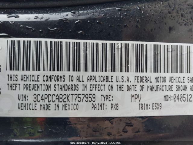 3C4PDCAB2KT757959 Dodge Journey Se Value Package