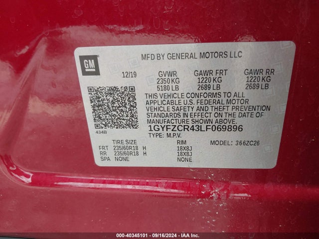 1GYFZCR43LF069896 Cadillac Xt4 Fwd Premium Luxury