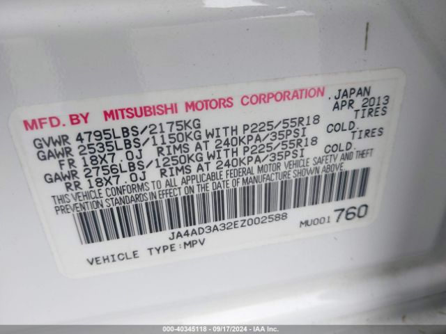 JA4AD3A32EZ002588 Mitsubishi Outlander Se