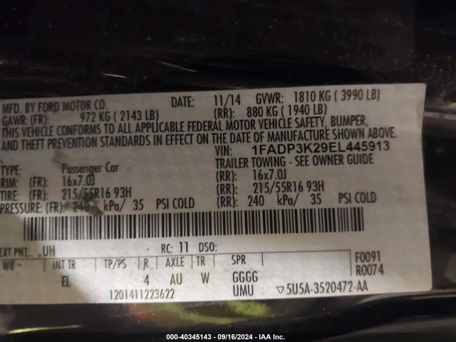 Ford FOCUS SE 2014 1FADP3K29EL445913 Image 9