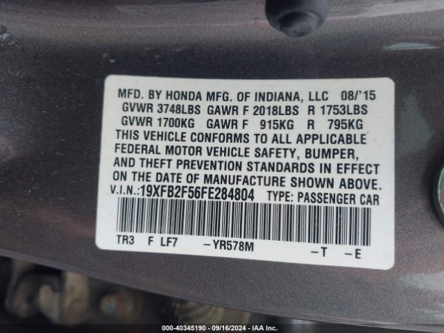 19XFB2F56FE284804 Honda Civic Lx