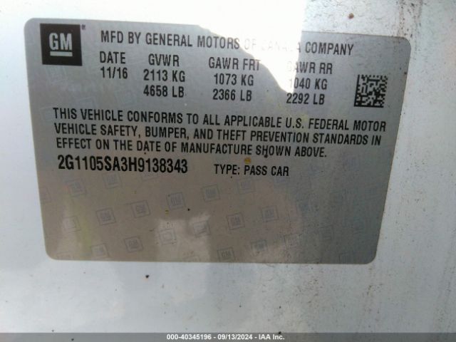2G1105SA3H9138343 Chevrolet IMPALA 1LT