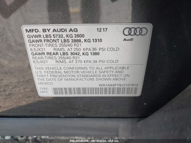 WA1A4AFY9J2107916 Audi Sq5 3.0t Premium Plus