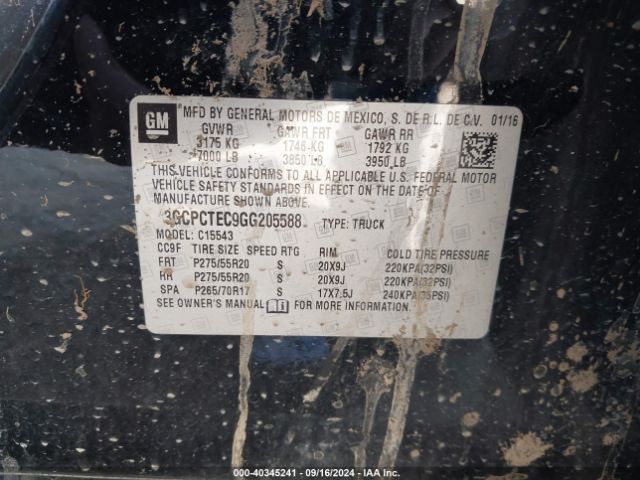 3GCPCTEC9GG205588 Chevrolet Silverado 1500 High Country