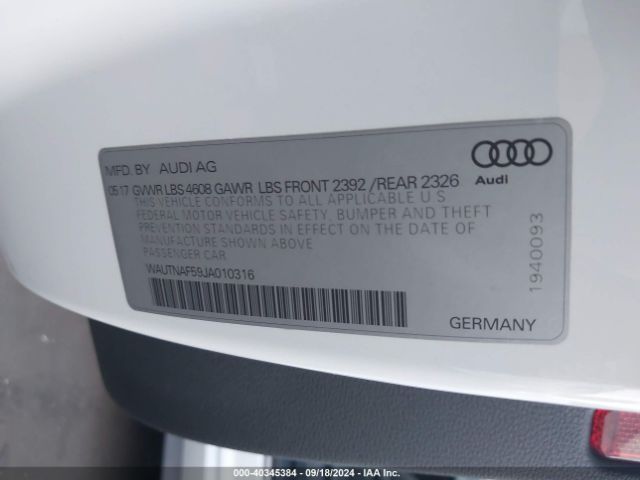 WAUTNAF59JA010316 Audi A5 2.0t Premium