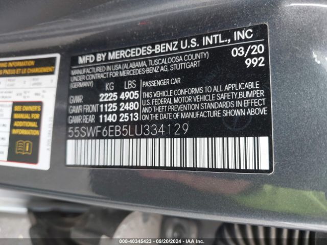 55SWF6EB5LU334129 Mercedes-Benz Amg C 43 4matic