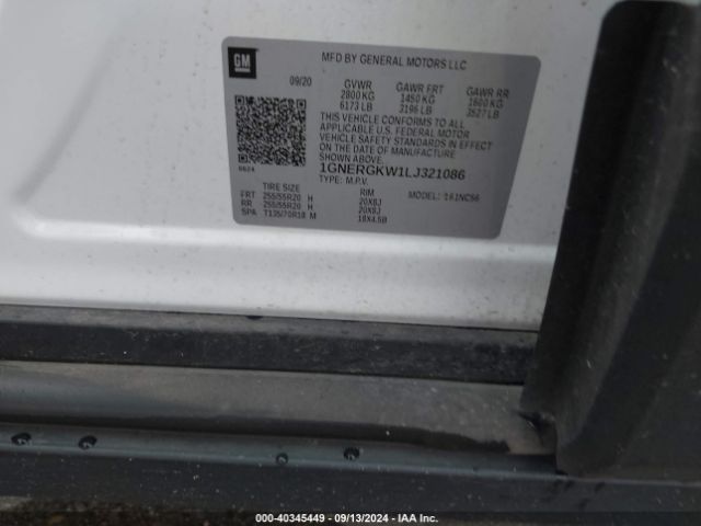 1GNERGKW1LJ321086 Chevrolet Traverse Fwd Lt Cloth