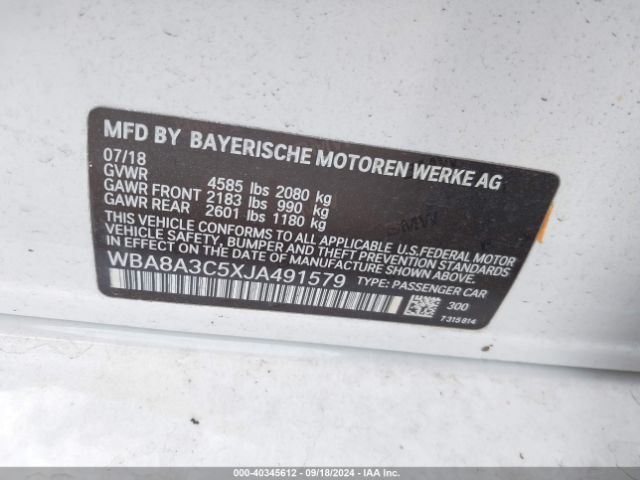 WBA8A3C5XJA491579 BMW 320i Xdrive