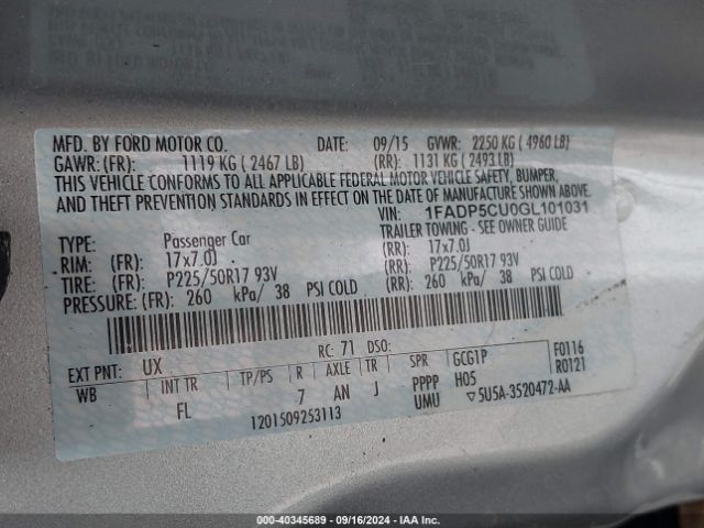 1FADP5CU0GL101031 Ford C-max Energi Sel