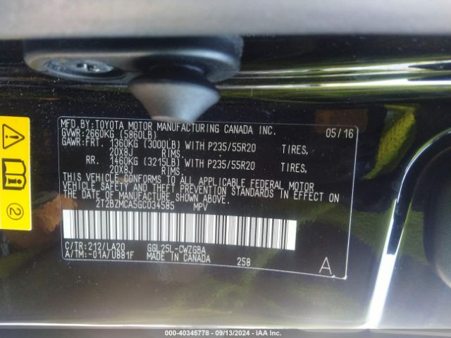 2T2BZMCA5GC034585 Lexus RX 350