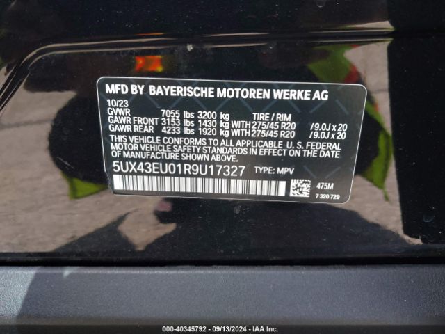 5UX43EU01R9U17327 BMW X5 Phev Xdrive50e