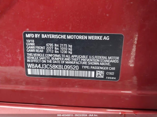 WBA4J3C58KBL09520 BMW 430i Gran Coupe Xdrive