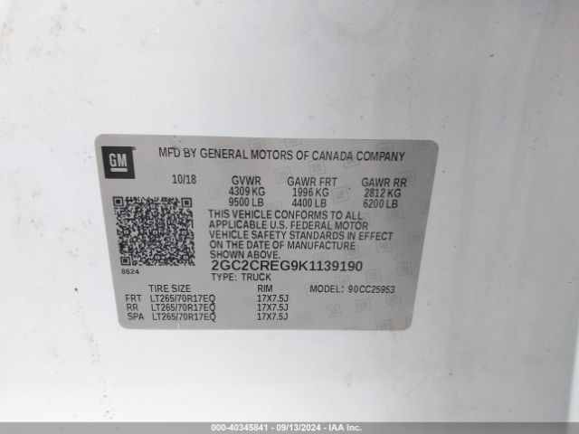 2GC2CREG9K1139190 Chevrolet Silverado 2500hd Wt