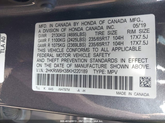 Honda CR-V LX 2019 2HKRW6H38KH220189 Image 9