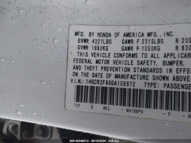 Honda Accord Ex-l 2016 1HGCR2F86GA106972 Image 9