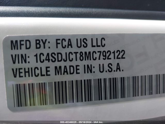 1C4SDJCT8MC792122 Dodge Durango R/t Awd