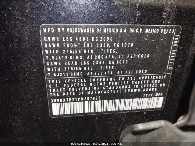 3VVGX7B21PM357679 Volkswagen Taos 1.5t S