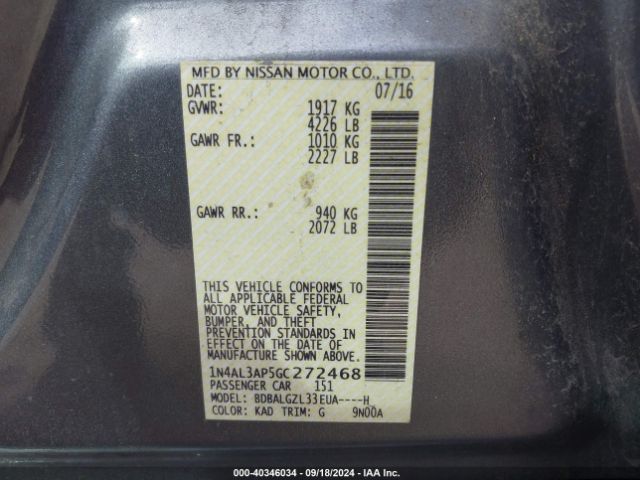 1N4AL3AP5GC272468 Nissan Altima 2.5 S