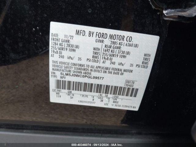 5LM5J0WC0PGL09577 Lincoln Aviator Livery