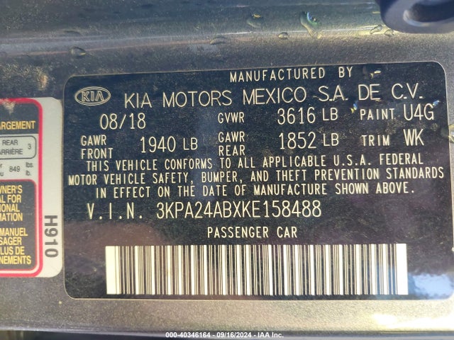 KIA RIO S 2019 3KPA24ABXKE158488 Image 9