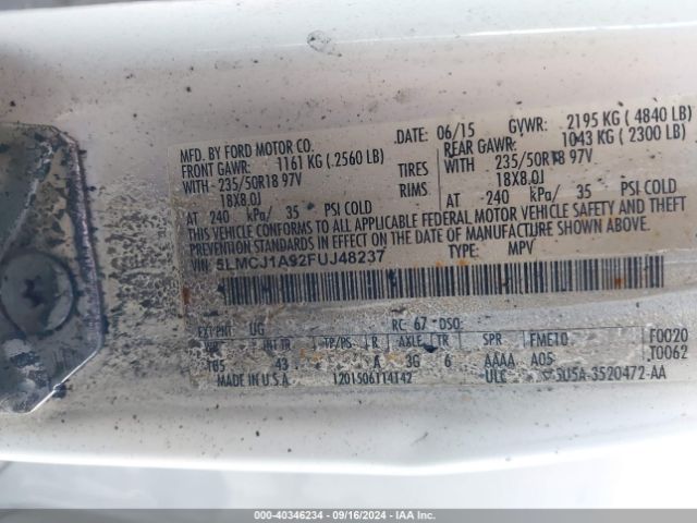 5LMCJ1A92FUJ48237 Lincoln MKC