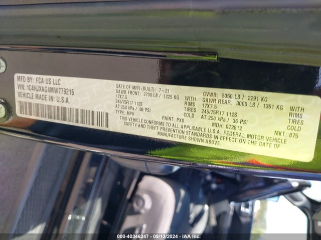1C4HJXAG4MW779216 Jeep Wrangler Sport S 4x4