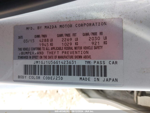 JM1GJ1U56G1423631 Mazda Mazda6 I Sport