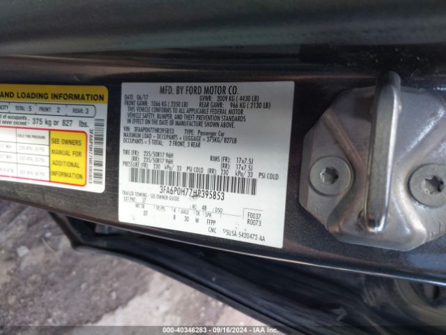 3FA6P0H77HR395853 Ford FUSION SE