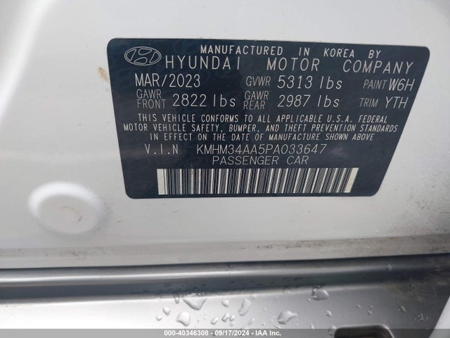 KMHM34AA5PA033647 Hyundai Ioniq 6 Sel