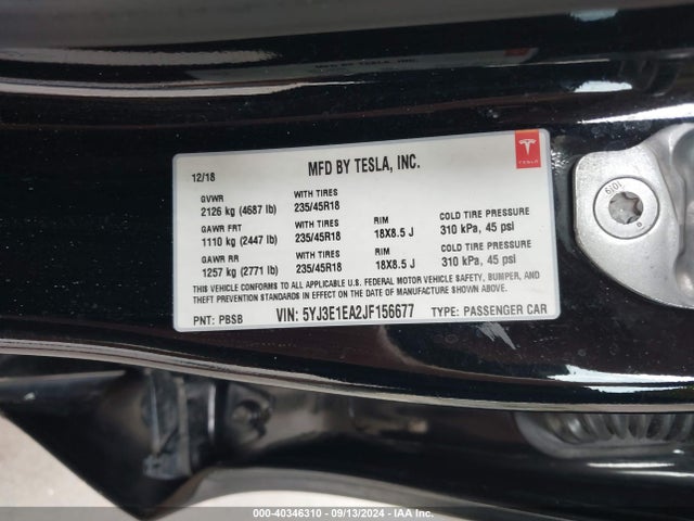 2018 TESLA MODEL 3 5YJ3E1EA2JF156677 Photo 8