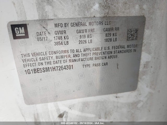 Chevrolet Cruze Lt Auto 2017 1G1BE5SM1H7264301 Image 9