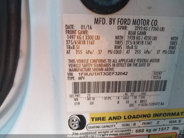 1FMJU1HT3GEF32042 Ford Expedition Xlt