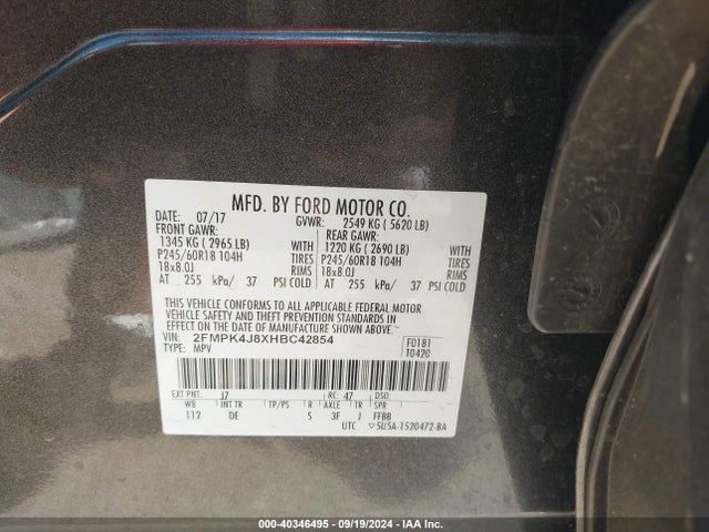 Ford EDGE SEL 2017 2FMPK4J8XHBC42854 Image 9