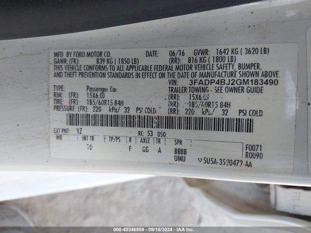 Ford FIESTA SE 2016 3FADP4BJ2GM183490 Image 9