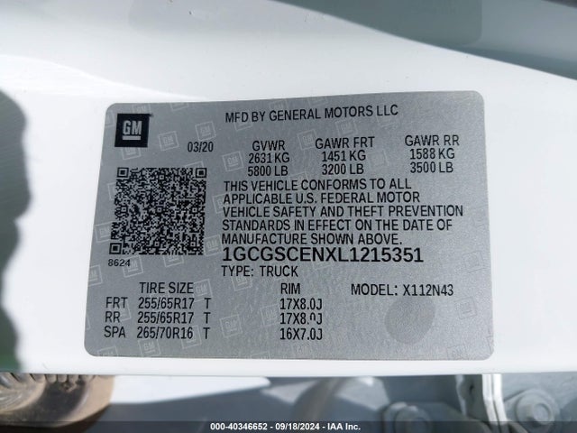1GCGSCENXL1215351 Chevrolet Colorado 2wd  Short Box Lt