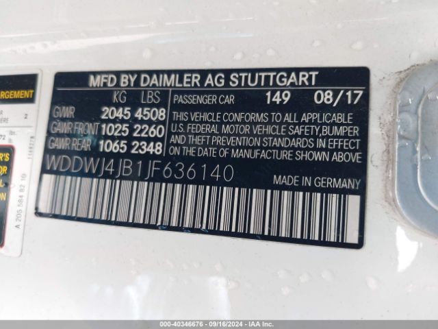 WDDWJ4JB1JF636140 Mercedes-Benz C 300