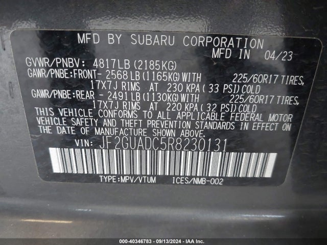 Subaru Crosstrek Premium 2024 JF2GUADC5R8230131 Image 9