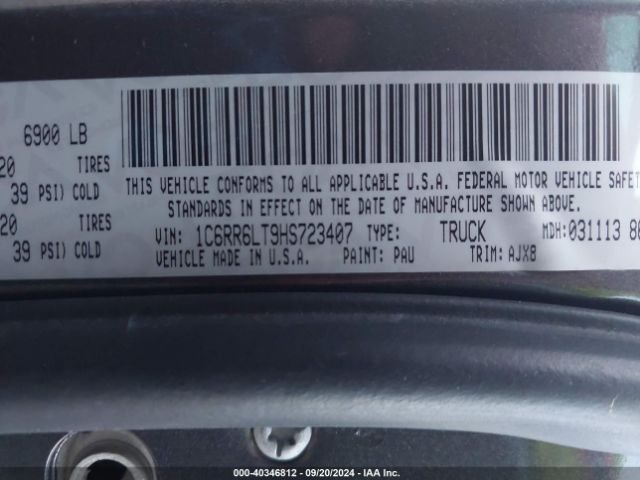 1C6RR6LT9HS723407 RAM 1500 Lone Star Silver  4x2 5'7 Box