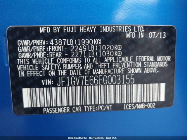 JF1GV7E66EG003155 Subaru Impreza Wrx