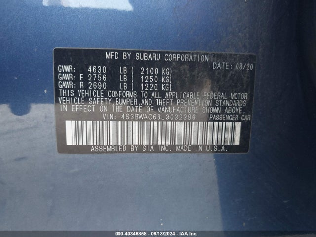 4S3BWAC68L3032386 Subaru Legacy Premium