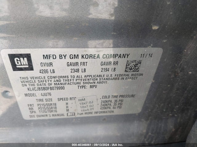 KL4CJBSB0FB079990 Buick Encore Convenience