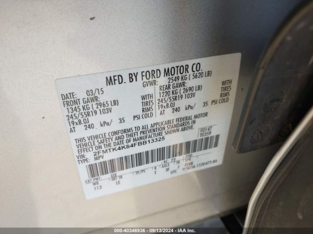 2FMTK4K84FBB13325 Ford Edge Titanium