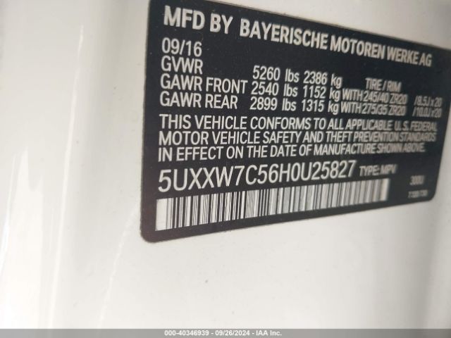 5UXXW7C56H0U25827 BMW X4 M40i