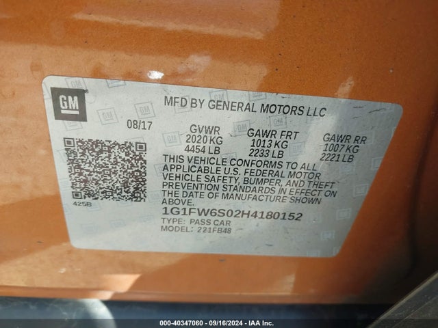 Chevrolet BOLT EV LT 2017 1G1FW6S02H4180152 Image 9