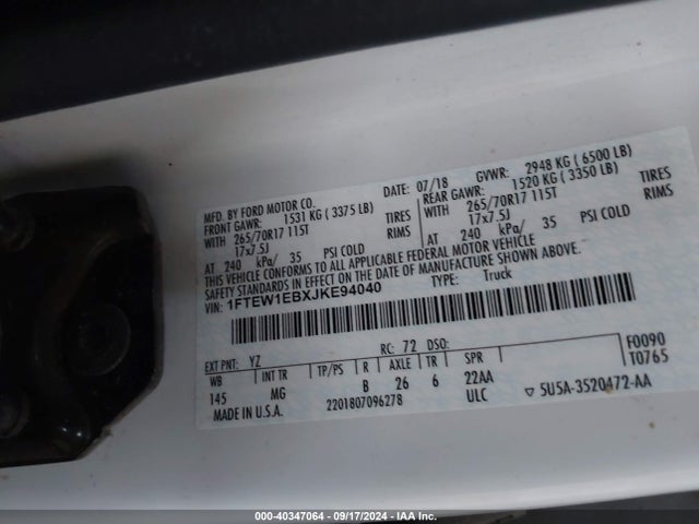 Ford F-150 Xlt 2018 1FTEW1EBXJKE94040 Image 9