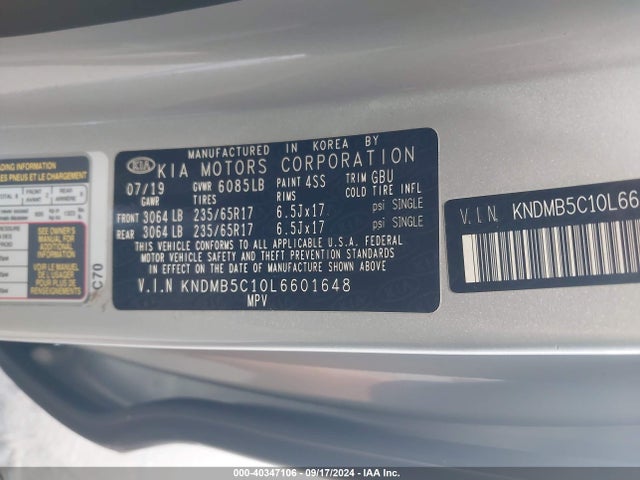 KIA SEDONA LX 2020 KNDMB5C10L6601648 Image 9