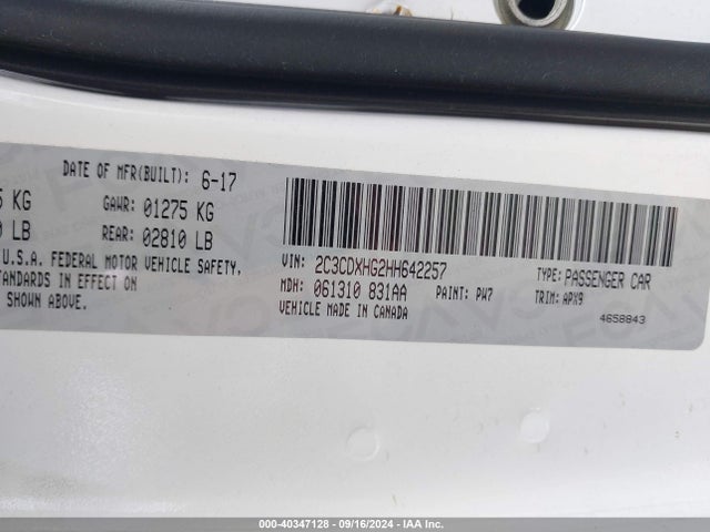 Dodge Charger Sxt Rwd 2017 2C3CDXHG2HH642257 Image 9